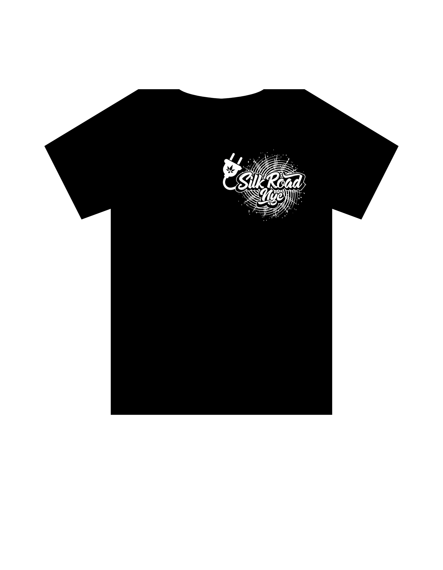 Silk Road NYC white plug web logo black t-shirt